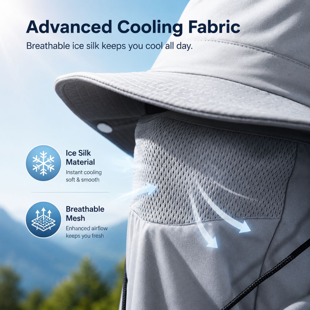 50+ Sun Protection Hat With Full Face & Neck Coverage
