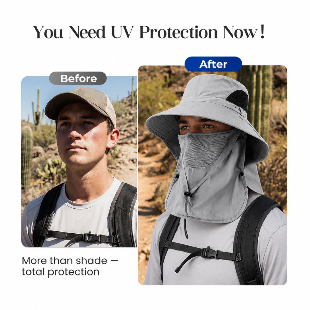 50+ Sun Protection Hat With Full Face & Neck Coverage