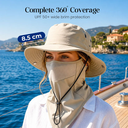 50+ Sun Protection Hat With Full Face & Neck Coverage