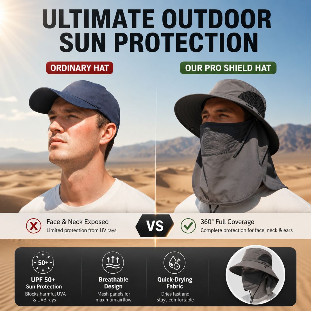 50+ Sun Protection Hat With Full Face & Neck Coverage