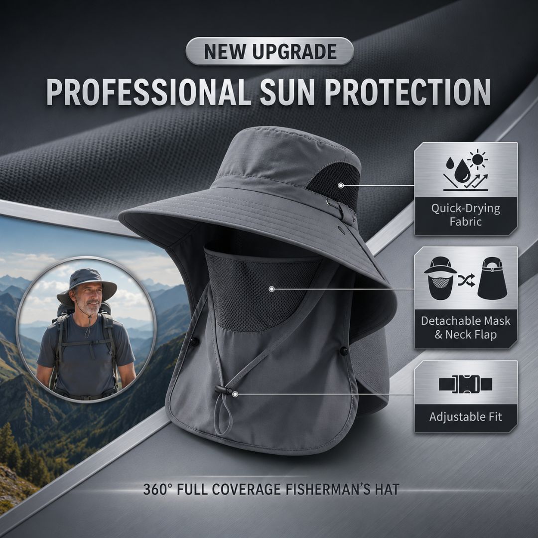 50+ Sun Protection Hat With Full Face & Neck Coverage