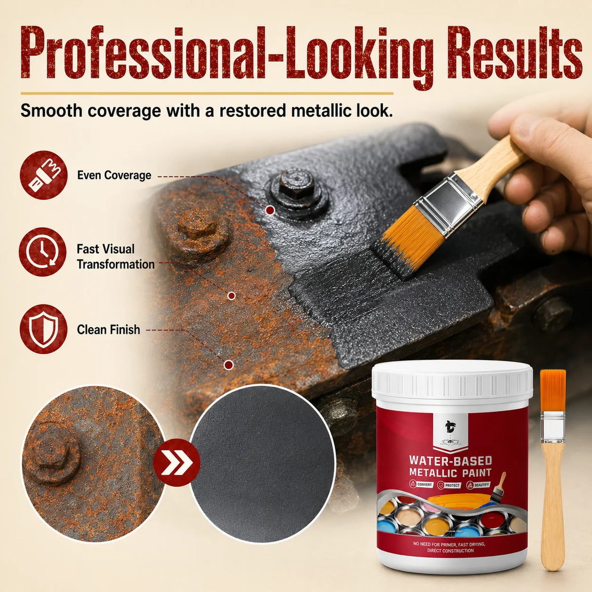 🛡️ Water-Based Rust Converter & Metallic Paint – Stop Rust. Restore Metal.