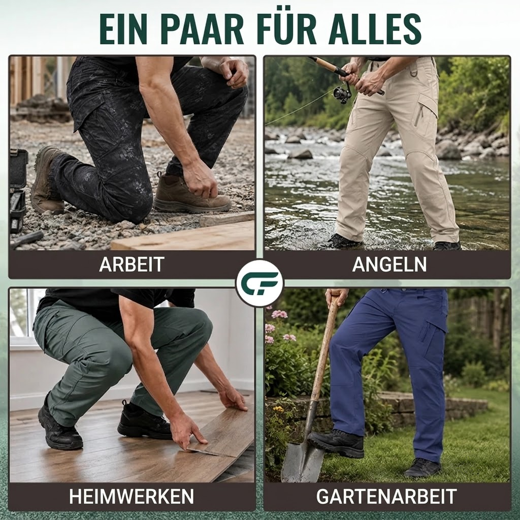 FlexCamo – Wasserdichte taktische Herren-Hose mit geradem Schnitt und 9 Taschen