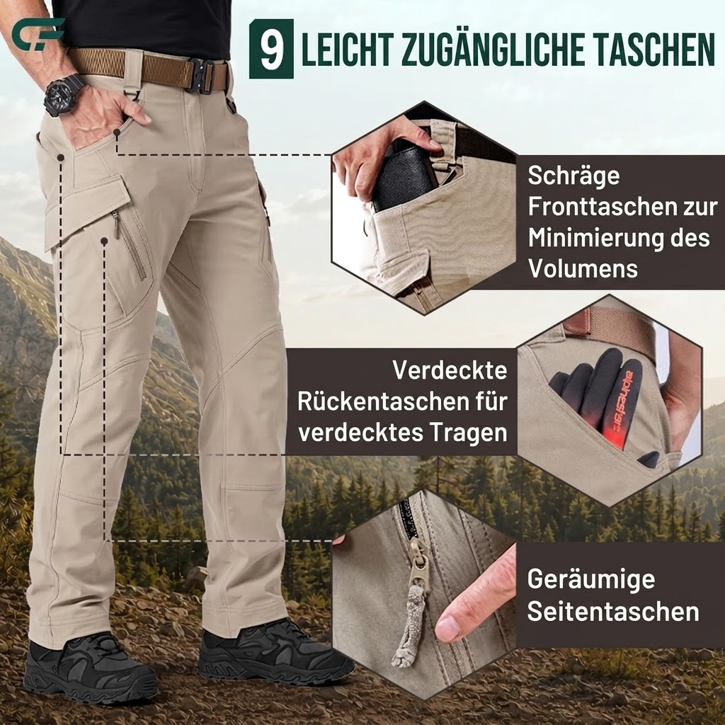 FlexCamo – Wasserdichte taktische Herren-Hose mit geradem Schnitt und 9 Taschen
